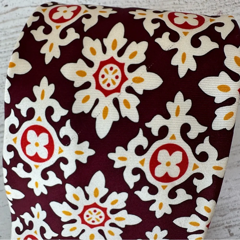 VERA BRADLEY for BAEKGAARD Floral Retro 100% Silk Handmade Tie